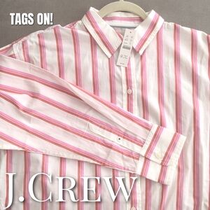 💓NWT🏷️ JCREW Striped Button Down Shirt Red/Pink